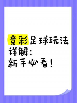 竞彩足球新手(竞彩足球新手教程)